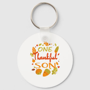 One Thankful Son Shirt Family Thanksgiving 2021 ma Keychain