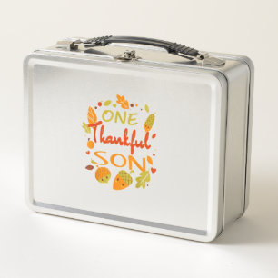 One Thankful Son Shirt Family Thanksgiving 2021 ma Metal Lunch Box
