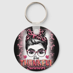 One Thankful Survivor Breast Cancer Awareness Keychain