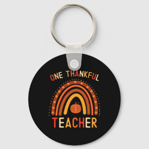 One Thankful Teacher Thanksgiving Rainbow Fall Tea Keychain