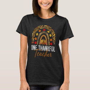 One Thankful Teacher Thanksgiving Turkey Rainbow L T-Shirt