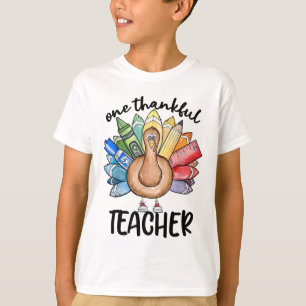 One Thankful Teacher Turkey Pencil Thanksgiving Te T-Shirt
