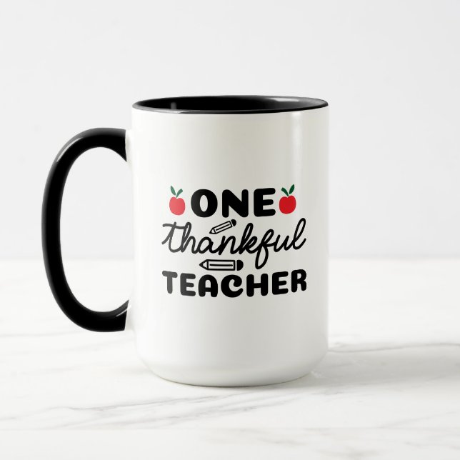 One Thankful Teacher Wordart Mug (Left)