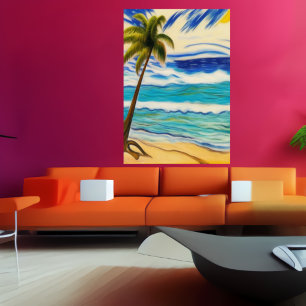 One the beach in the summer   AI Art Poster