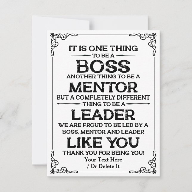 One thing to be a boss | mentor | Leader Quote Tha Holiday Card (Front)