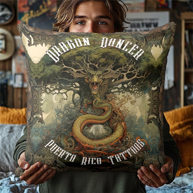 One Tooth Japanese Bonsai Tree Dragon Throw Pillow (Creator Uploaded)