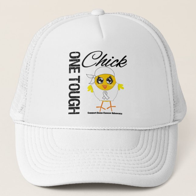 One Tough Chick Bone Cancer Warrior Trucker Hat (Front)