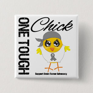 One Tough Chick Brain Tumour Warrior 2 Inch Square Button