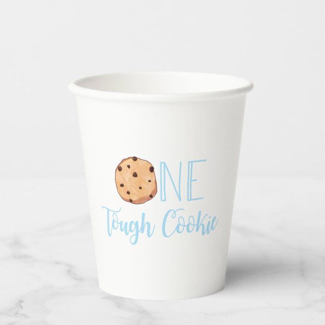 One Tough Cookie blue Birthday Party Paper Cups (Front)