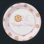 One Tough Cookie cookies and Pink stripes Birthday Paper Plate<br><div class="desc">One Tough Cookie! cookies with pink stripes birthday party plates</div>