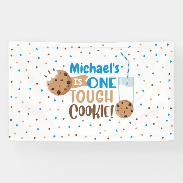 One Tough Cookie First Birthday Banner Lona (Horizontal)