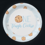 One Tough Cookie Milk and Cookies blue Birthday Paper Plate<br><div class="desc">One Tough Cookie blue milk and cookies birthday party plates.</div>