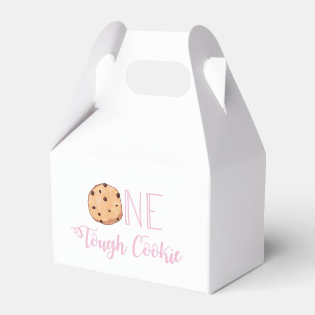 One Tough Cookie Pink Milk and Cookies Birthday Favor Box (Front Side)