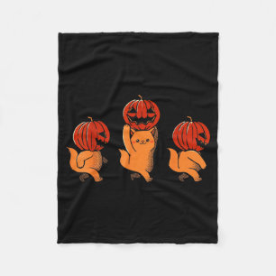 One Two Three Cute Kittens Pumpkin Halloween Soky  Fleece Blanket