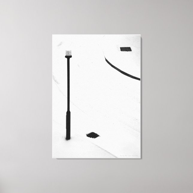 One, Two, Three - Snow! fine art black and white Canvas Print (Front)