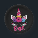 one unicorn birthday t shirt design paper plate<br><div class="desc">one unicorn birthday t shirt design</div>
