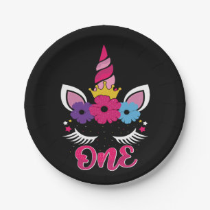 one unicorn birthday t shirt design paper plate