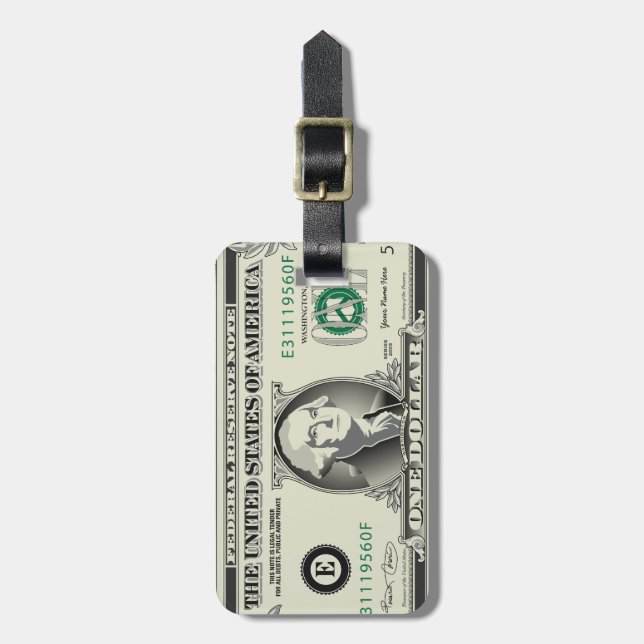 One US $ Dollar Bill Luggage Tag (Front Vertical)