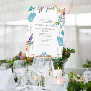 One Venue Colourful Floral Elegant Wedding Invitation