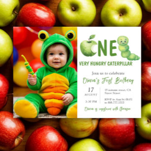One Very Hungry Caterpillar First Birthday Party Invitation