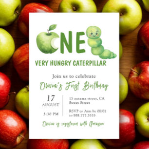 One Very Hungry Caterpillar First Birthday Party Invitation