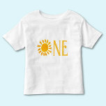 One Watercolor Boho 1st Birthday Baby Toddler T-shirt<br><div class="desc">This cute baby's t-shirt is decorated with a watercolor sun and stylish yellow typography. It says ONE.</div>