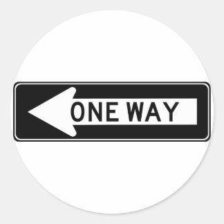 One Way Arrow (Left) Highway Sign Classic Round Sticker