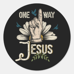 One Way Jesus People Christian Revolution Finger U Classic Round Sticker