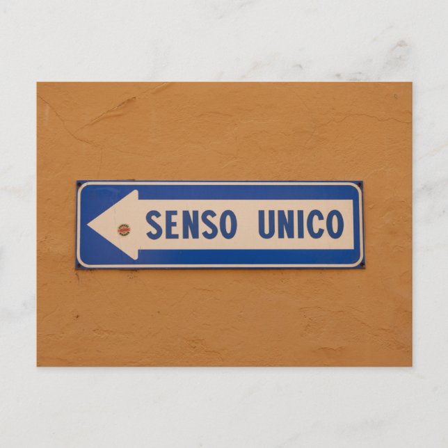 One Way Sign in Italian - Senso Unico Postcard (Front)