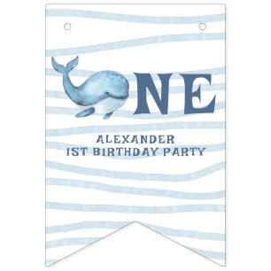 ONE WHALE 1st Birthday Under The Sea Bunting Flags