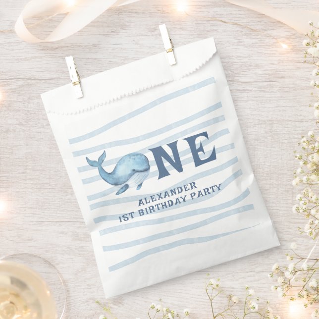 ONE WHALE 1st Birthday Under The Sea Favour Bag (Clipped)
