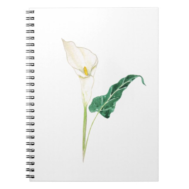 one white calla lily watercolor notebook (Front)
