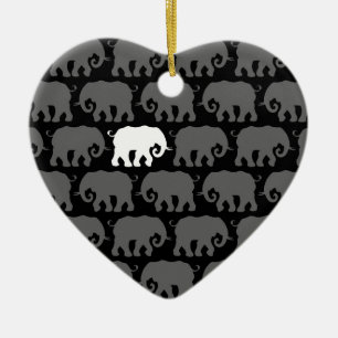 One White Elephant in a Herd Ceramic Ornament