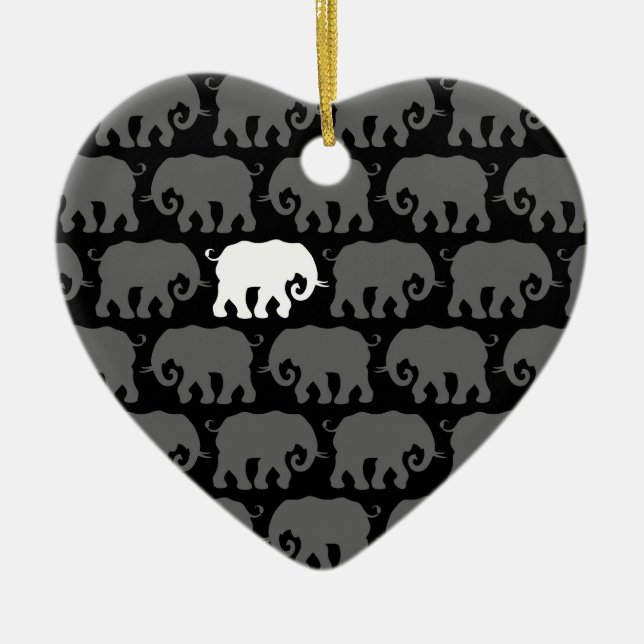 One White Elephant in a Herd Ceramic Ornament (Front)