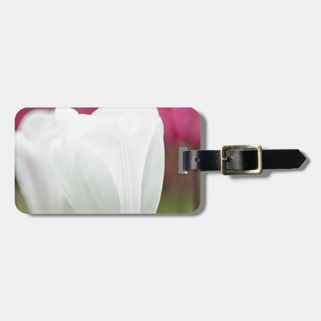 One White Tulip Luggage Tag (Front Horizontal)