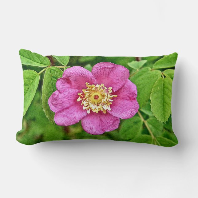 One Wild Rose Lumbar Pillow (Front)