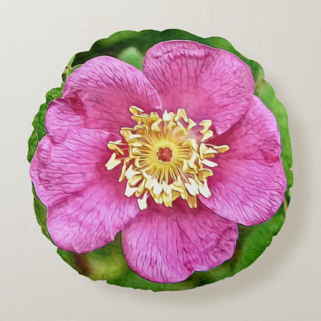 One Wild Rose Round Pillow (Front)