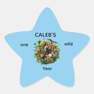 One Wild Year Boy's 1st birthday Sticker