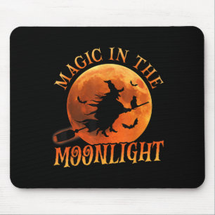 One Witch Riding Broom Halloween Magic Mouse Pad