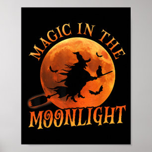 One Witch Riding Broom Halloween Magic  Poster