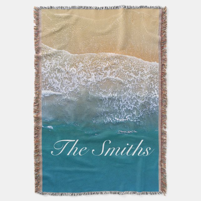 One with the Beach Throw Blanket (Front Vertical)