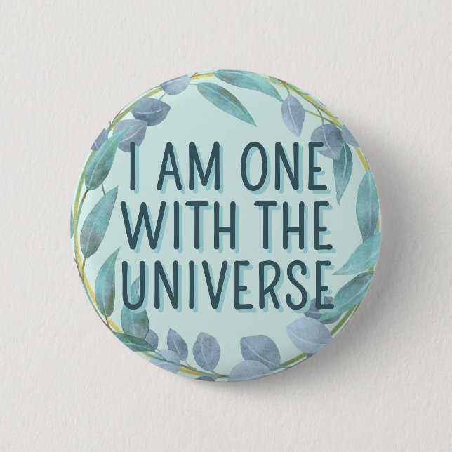 One With The Universe Blue Botanical Affirmation 2 Inch Round Button (Front)