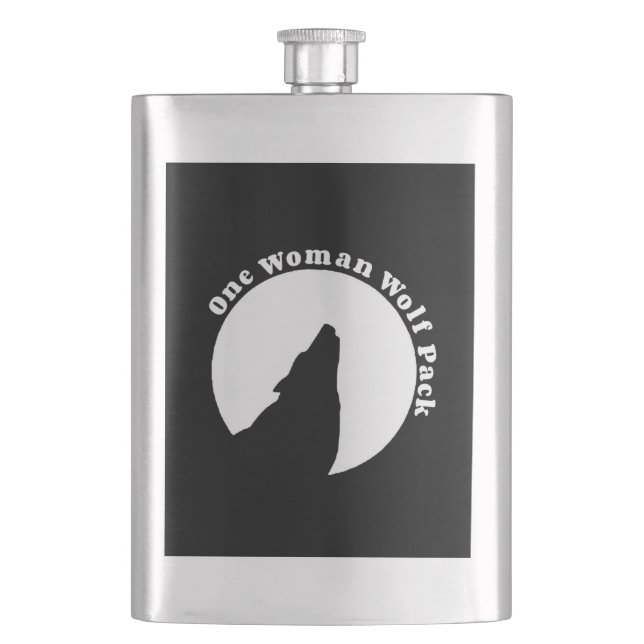 One Woman Wolf Pack Hip Flask (Front)