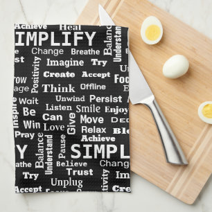 "One Word" Word Cloud On Black Kitchen Towel