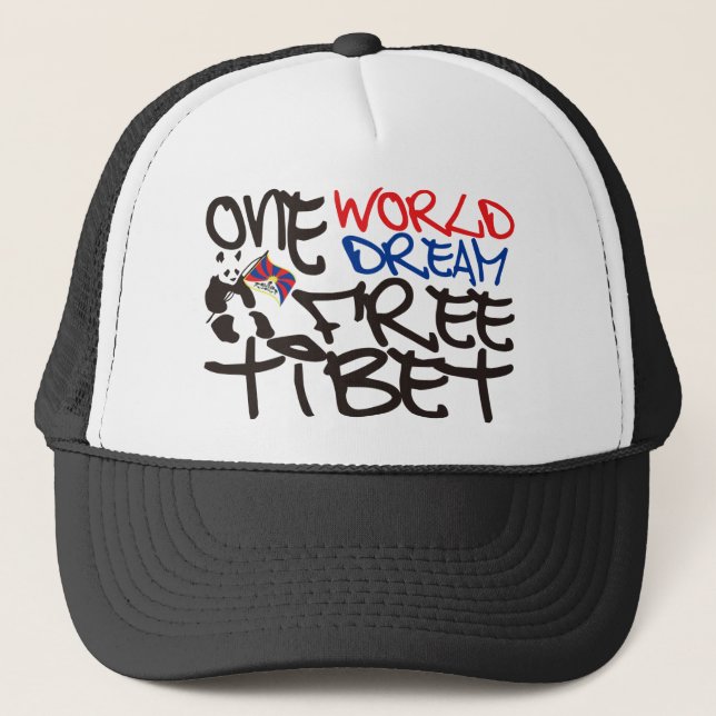 ONE WORLD ONE DREAM FREE TIBET TRUCKER HAT (Front)
