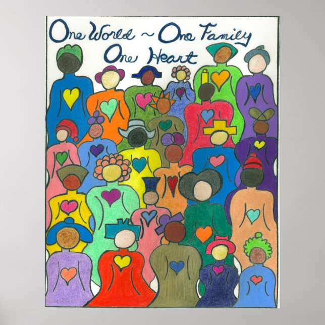 One World, One Family, One Heart Multicultural Poster (Front)