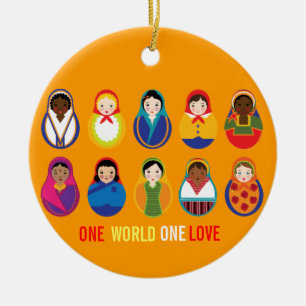 One world One Love Multicultural Ornament