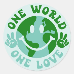 One World One Love Peace On Earth Classic Round Sticker