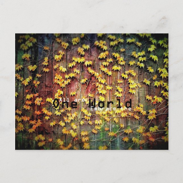 One World! Postcard (Front)