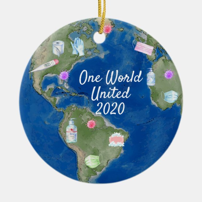 One World United Coronavirus 2020 Covid Ceramic Ornament (Front)